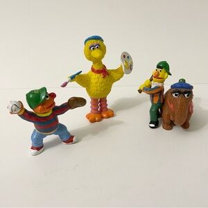 Vtg Sesame Street Muppets Figures Big Bird Bert Ernie Snuffleupagus Toys